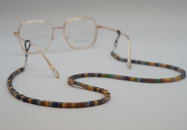 CORDON PERLES CARREES MARRONS