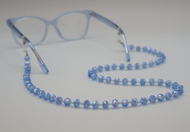 CORDON PERLES TRANSLUCIDES BLEUES